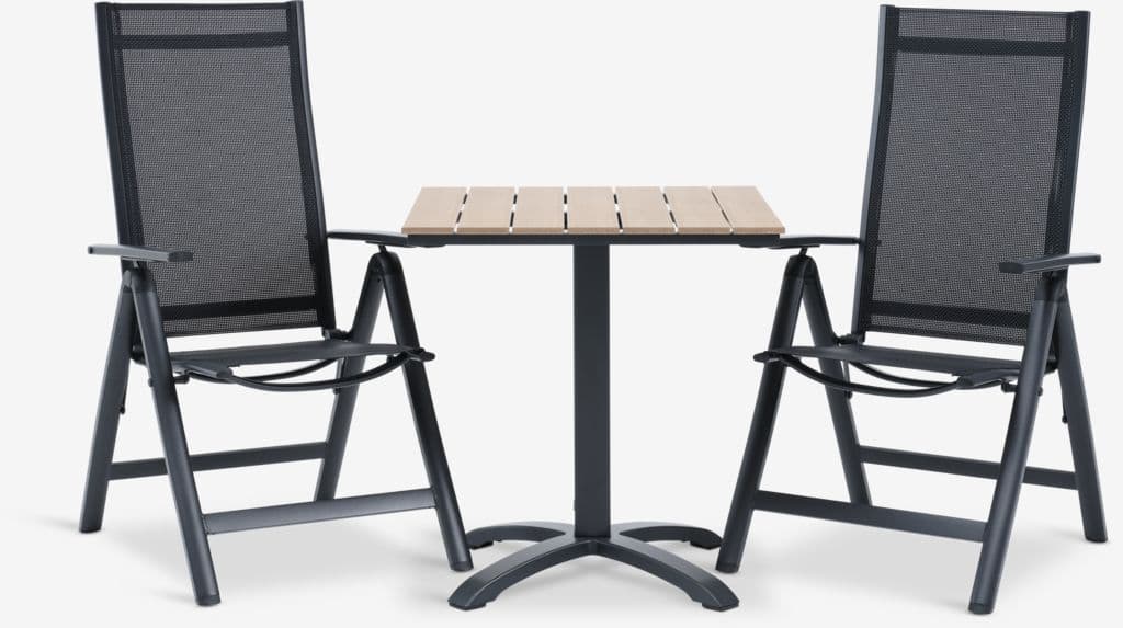 HOBRO C70 mesa natural + 2 LOMMA cadeira preto