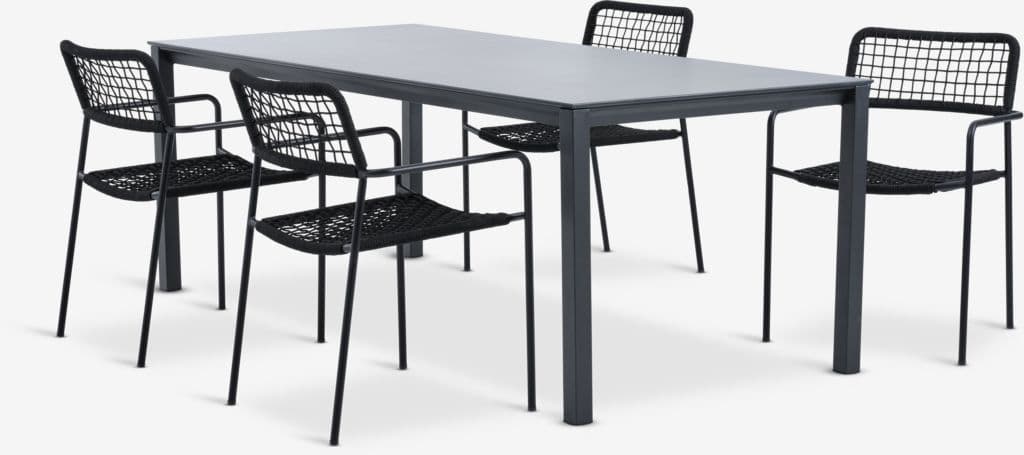LANGET C207 mesa + 4 LABING cadeira preto
