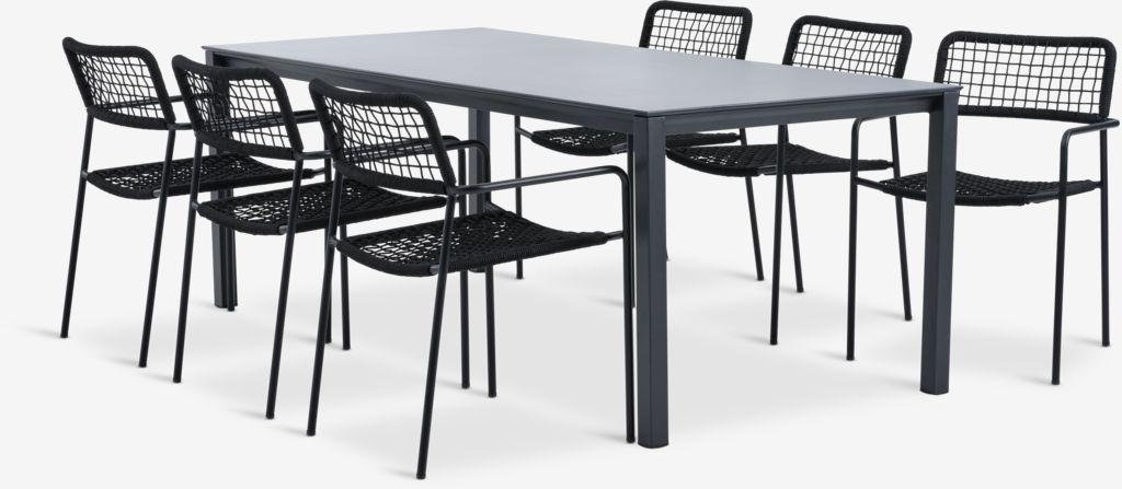 LANGET C207 mesa + 4 LABING cadeira preto