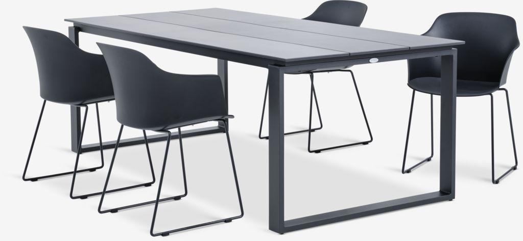 KOPERVIK C215 mesa cinzento + 4 SANDVED cadeira preto