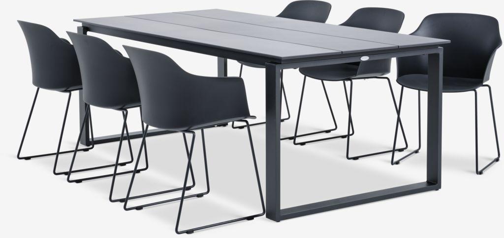 KOPERVIK C215 mesa cinzento + 4 SANDVED cadeira preto