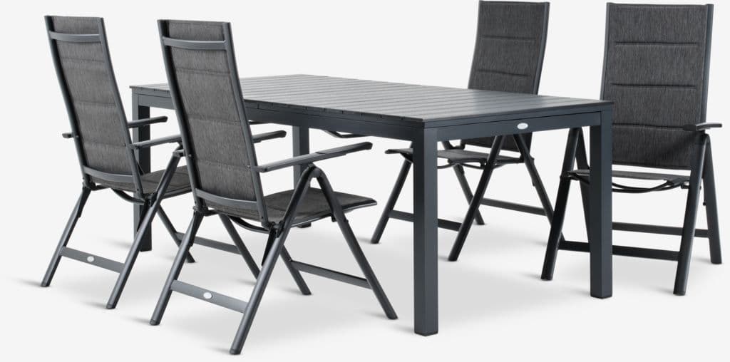 VATTRUP C206/321 mesa preto + 4 MYSEN cadeira cinzento