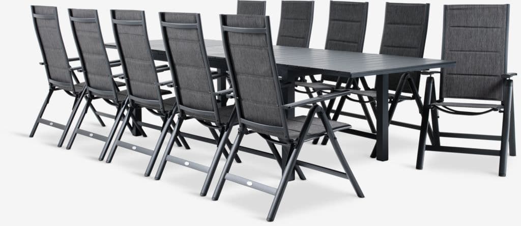 VATTRUP C206/321 mesa preto + 4 MYSEN cadeira cinzento