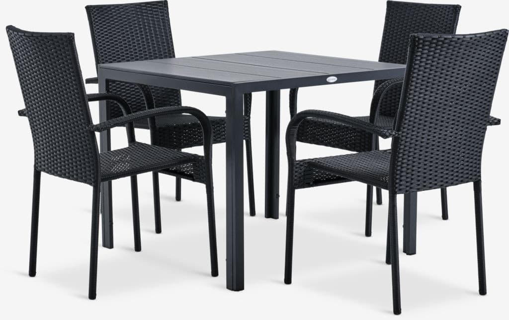 MADERUP C90 mesa + 4 GUDHJEM cadeira preto