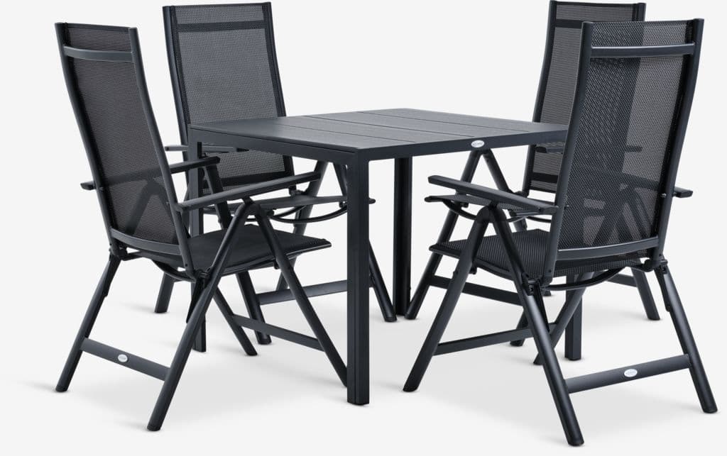 MADERUP C90 mesa + 4 LOMMA cadeira preto
