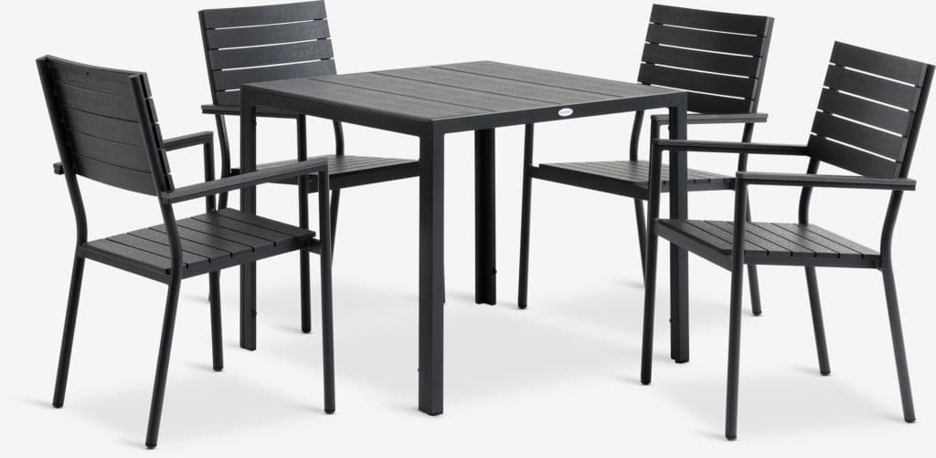 MADERUP C90 mesa + 4 PADHOLM cadeira preto
