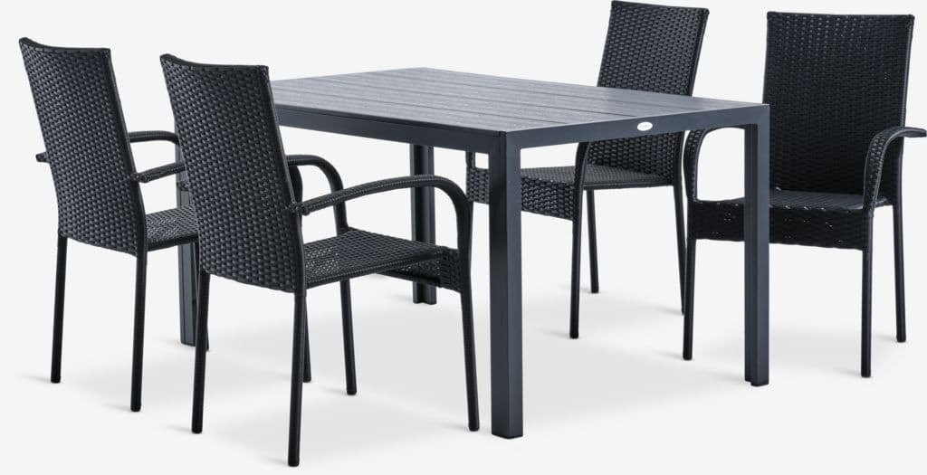 MADERUP C150 mesa + 4 GUDHJEM cadeira preto