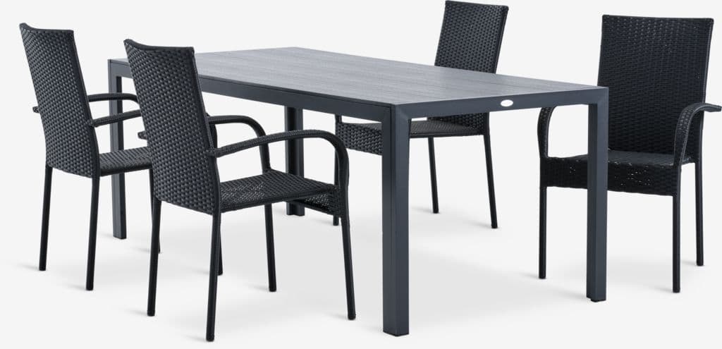 MADERUP C205 mesa + 4 GUDHJEM cadeira preto