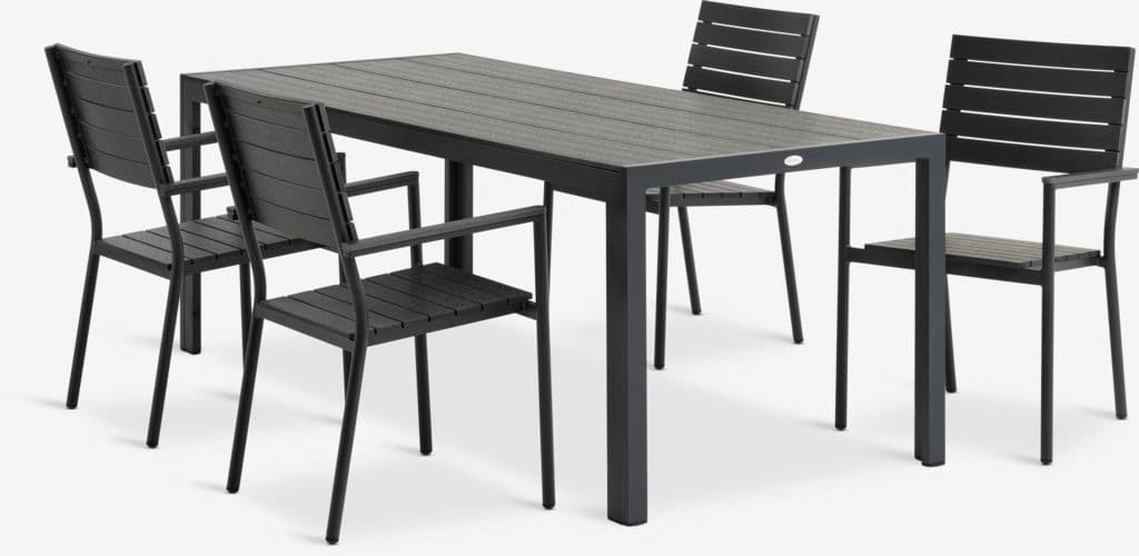 MADERUP C205 mesa+ 4 PADHOLM cadeira preto