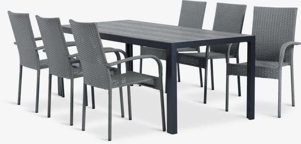 PINDSTRUP C205 mesa + 4 GUDHJEM cadeira cinzento