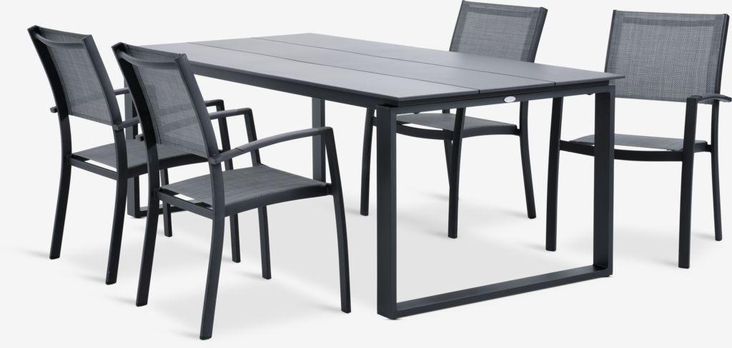 KOPERVIK C215 mesa + 4 STRANDBY cadeira cinzento