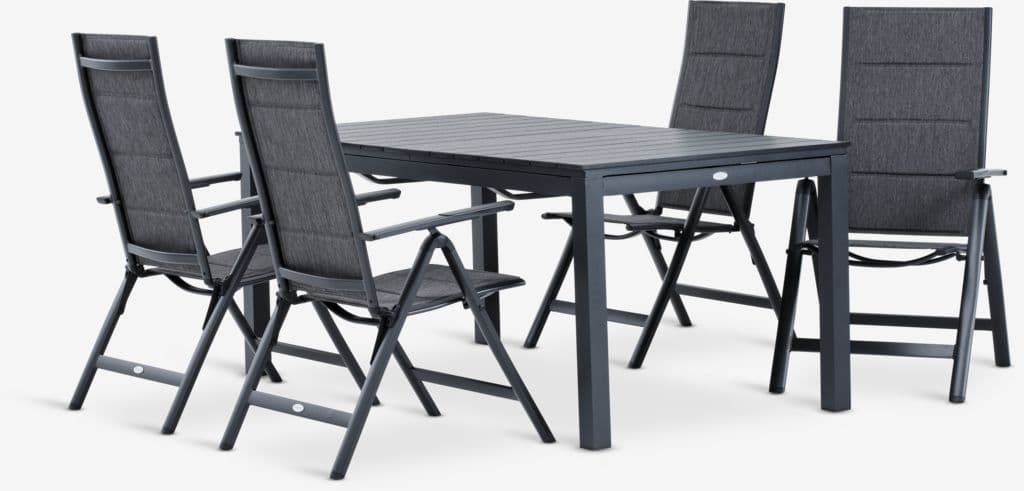 VATTRUP C172/276 mesa preto + 4 MYSEN cadeiras cinzento