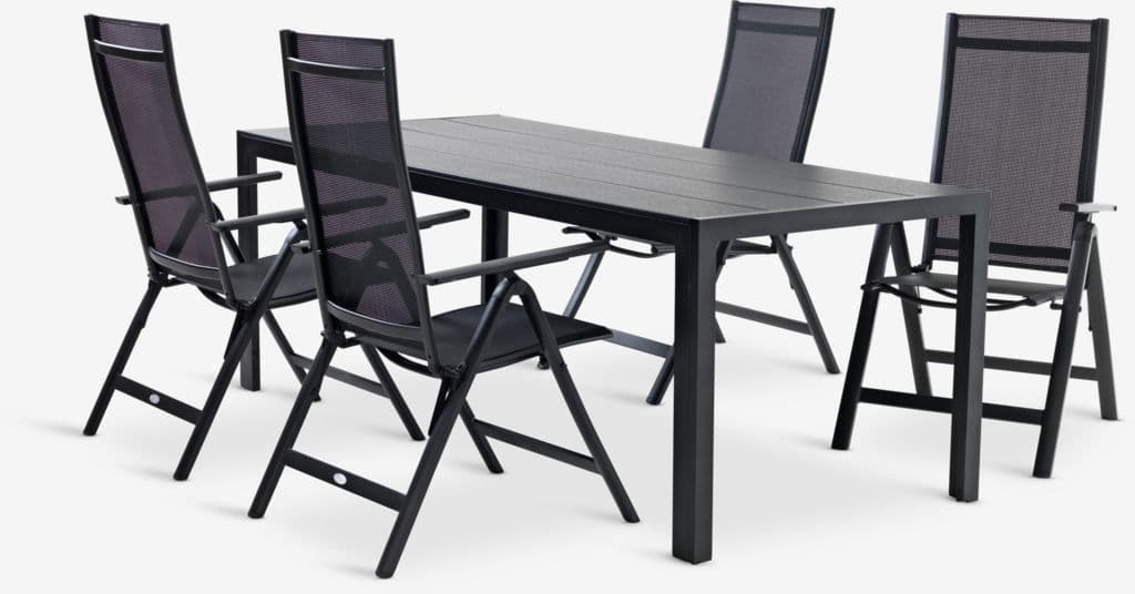 MADERUP C205 mesa + 4 LOMMA cadeira preto