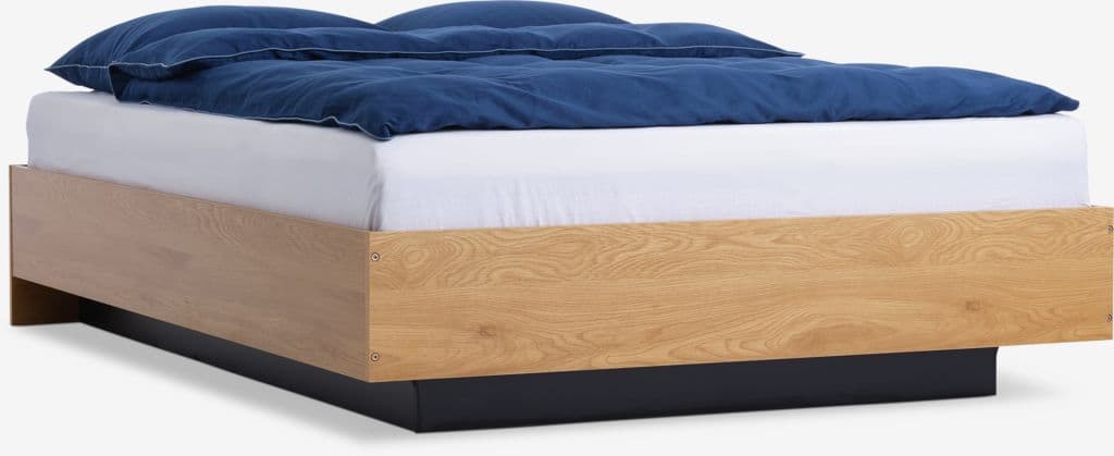 Estrutura de cama ELLINGE 135x190 com arrumação cor carvalho