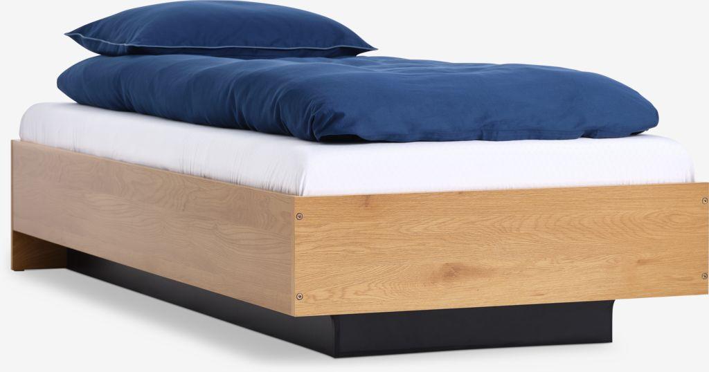 Estrutura de cama ELLINGE 90x190 com arrumação cor carvalho