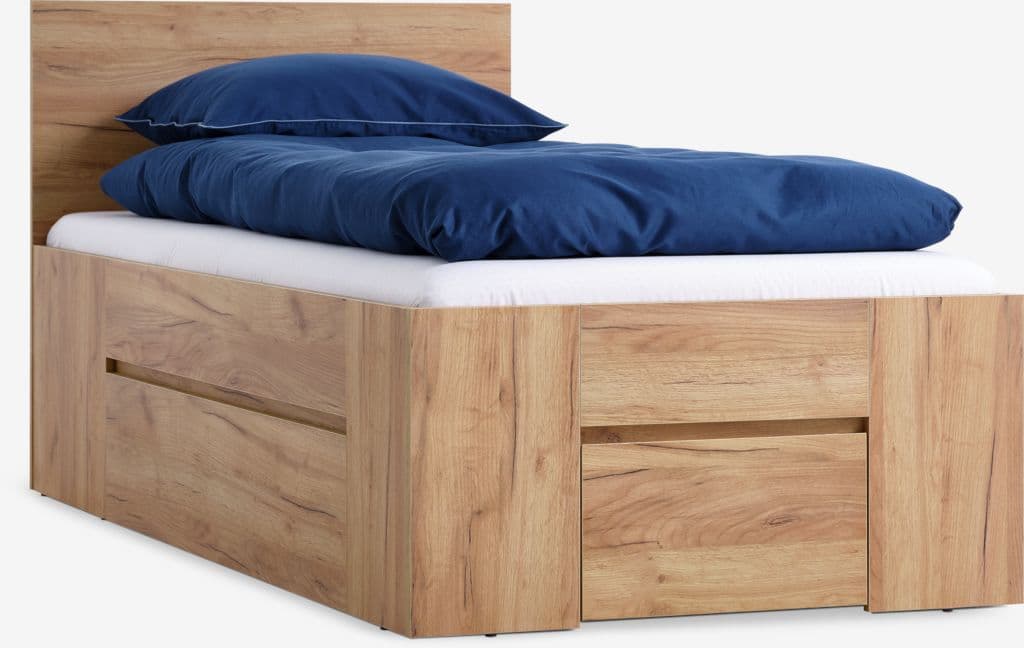 Estrutura de cama LIMFJORDEN 90x190 2 gavetas cor carvalho