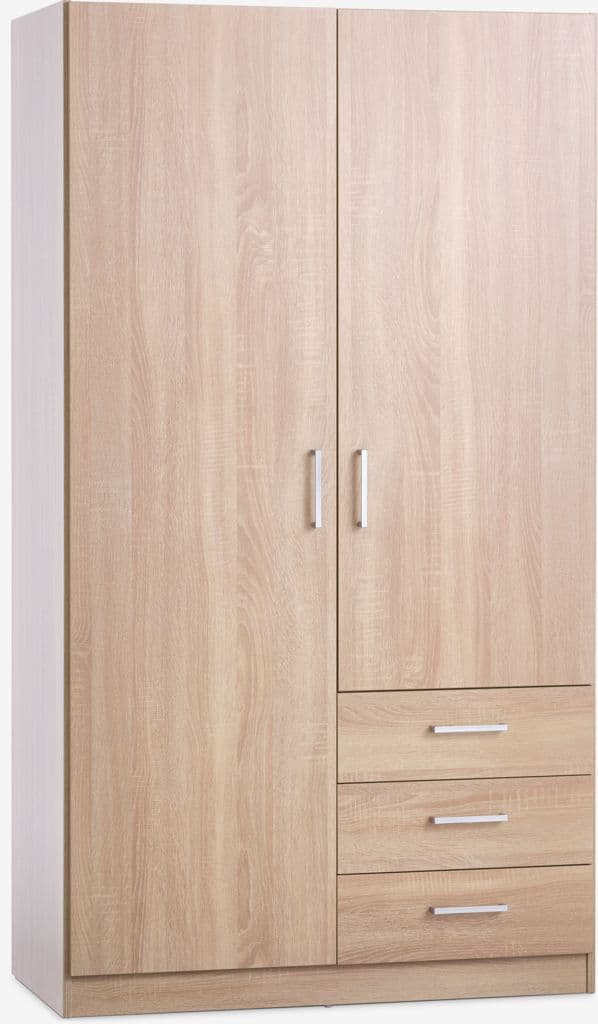 Roupeiro FANDRUP 97x176 2 portas 3 gavetas cor carvalho cl