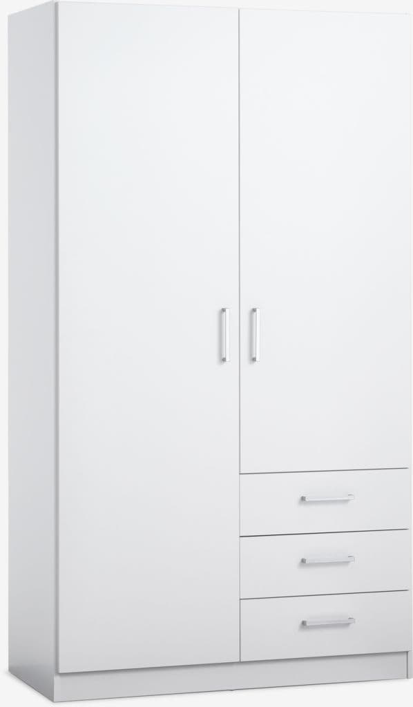 Roupeiro FANDRUP 97x176 2 portas 3 gavetas branco