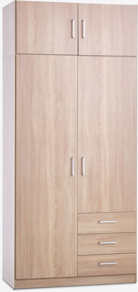 Roupeiro FANDRUP 97x176 2 portas 3 gavetas cor carvalho cl