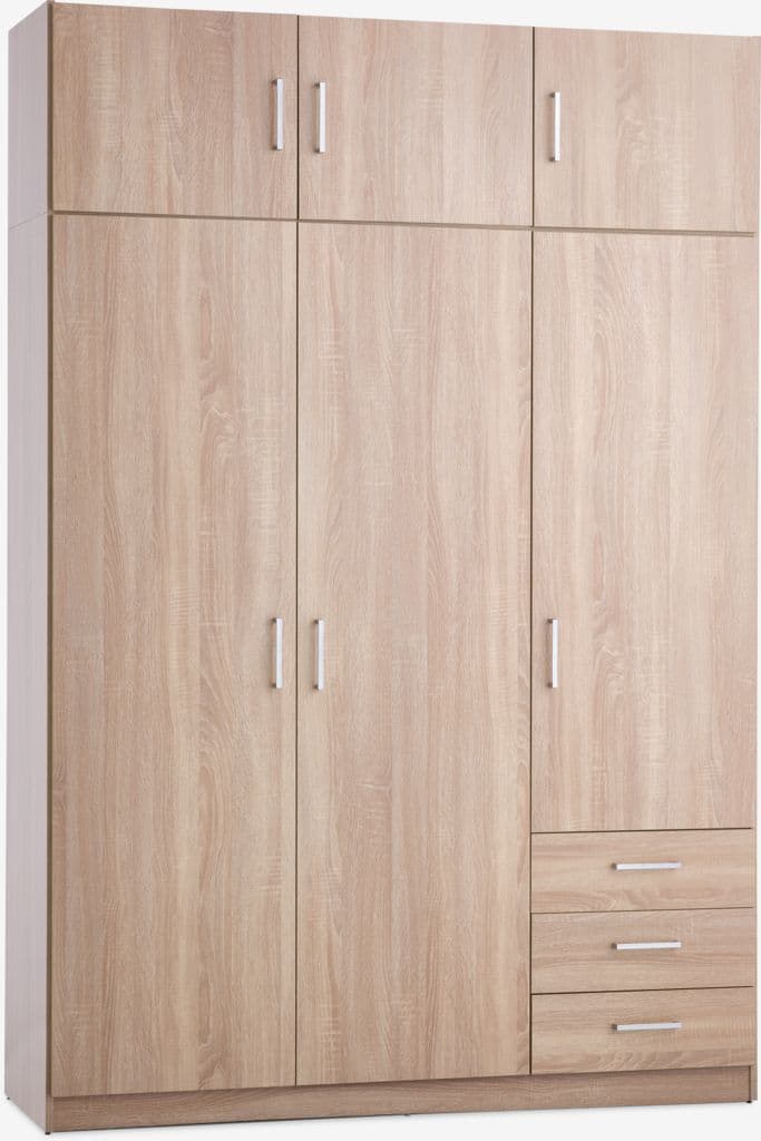 Roupeiro FANDRUP 145x176 3 portas 3 gavetas cor carvalho cl