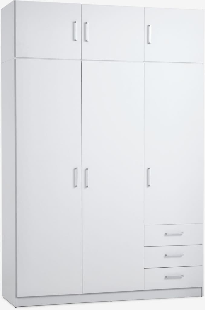 Roupeiro FANDRUP 145x176 3 portas 3 gavetas branco