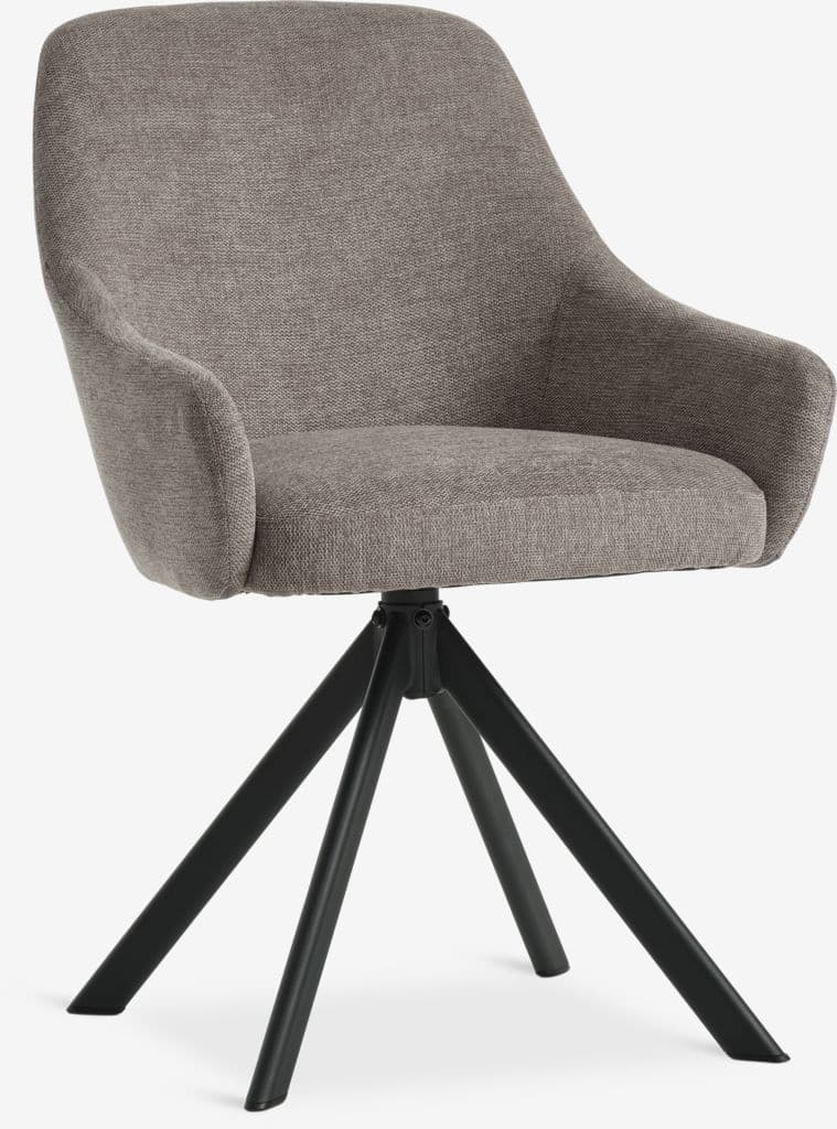 Cadeira de jantar ROSTRUP giratória tecido areia/preto