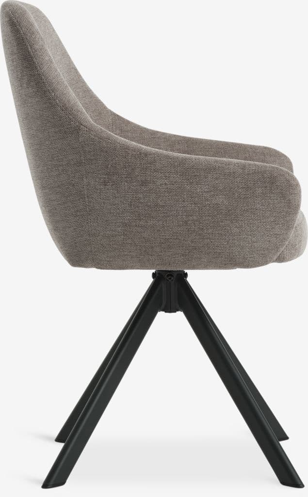 Cadeira de jantar ROSTRUP giratória tecido areia/preto