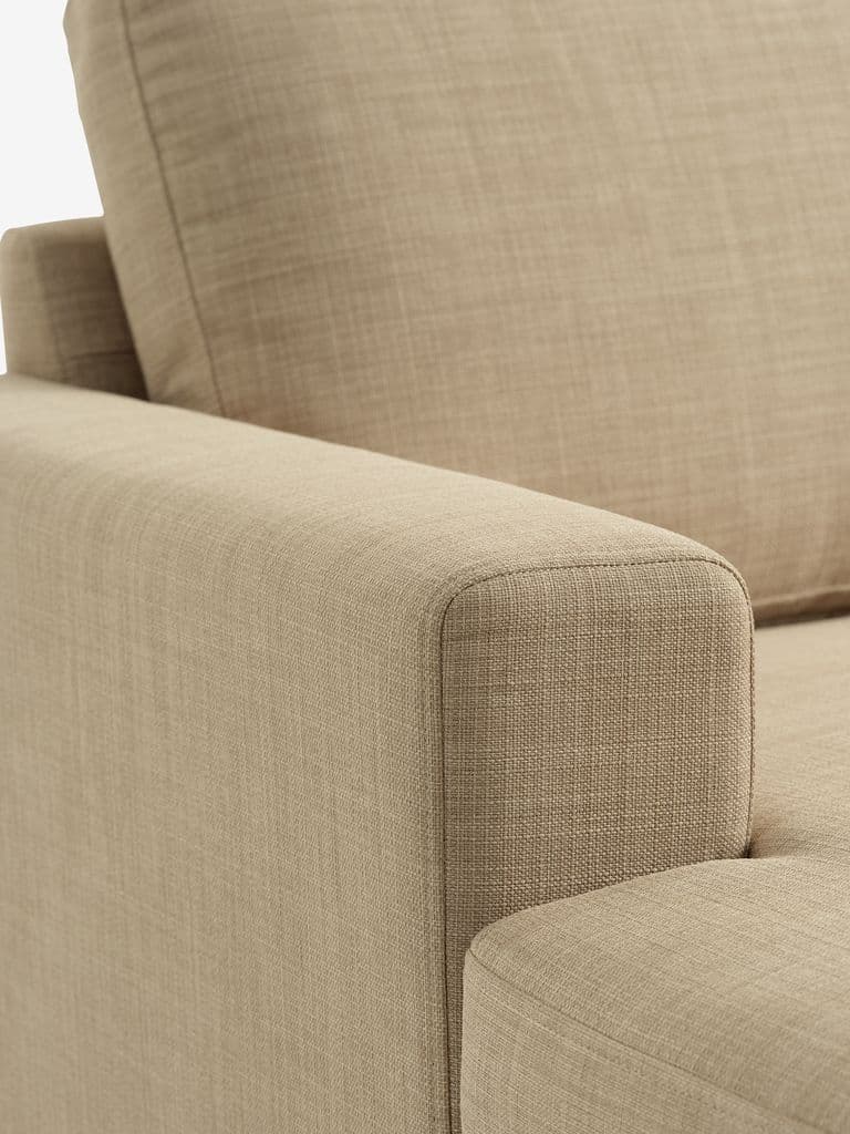 Sofá EGENSE chaise-longue tecido areia/cor carvalho