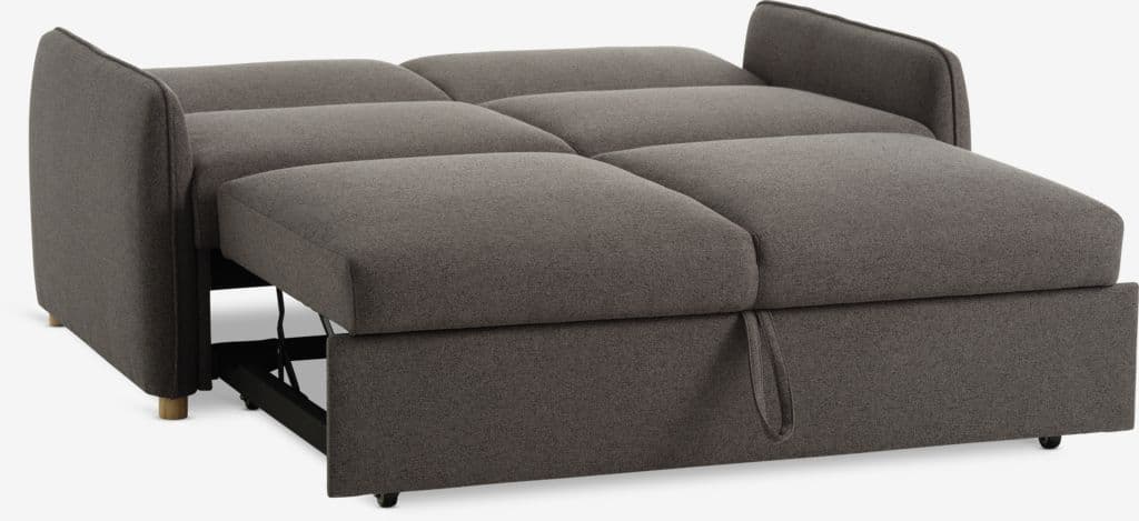 Sofá-cama LYSTRUP 2 lugares tecido cinzento escuro