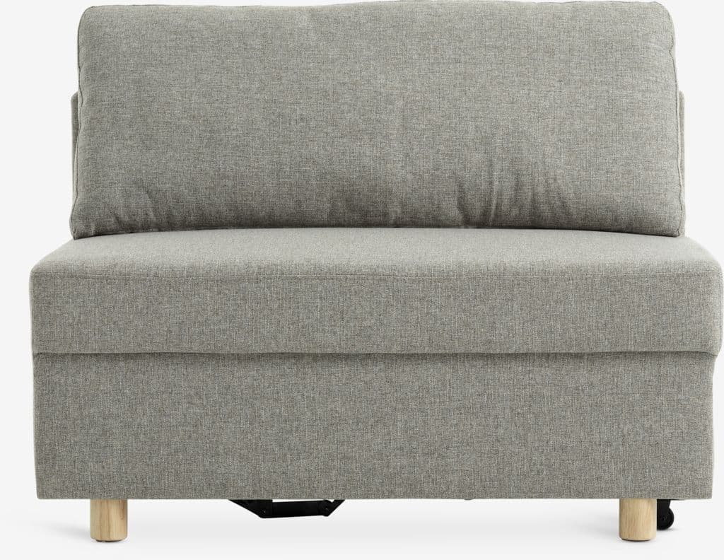 Sofá-cama OLSTRUP 1,5 lugares tecido cinzento/cor carvalho