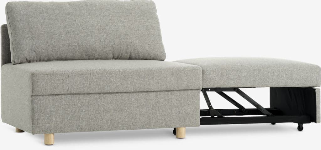 Sofá-cama OLSTRUP 1,5 lugares tecido cinzento/cor carvalho