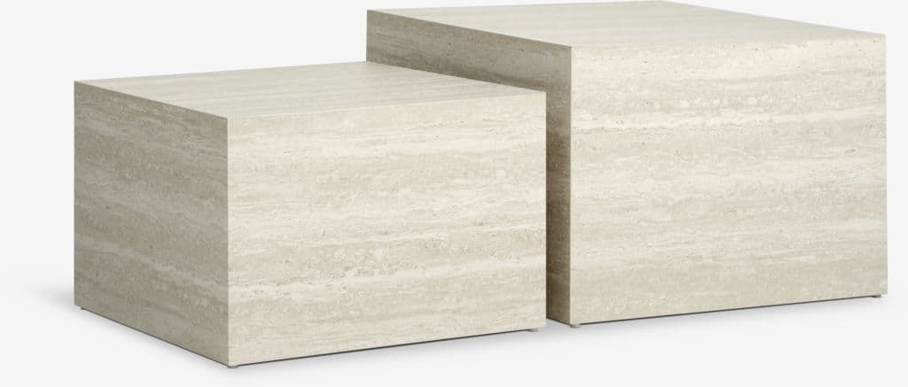 Mesa de centro ROLSTED 58x58/50x50 cor travertino 2 unidades