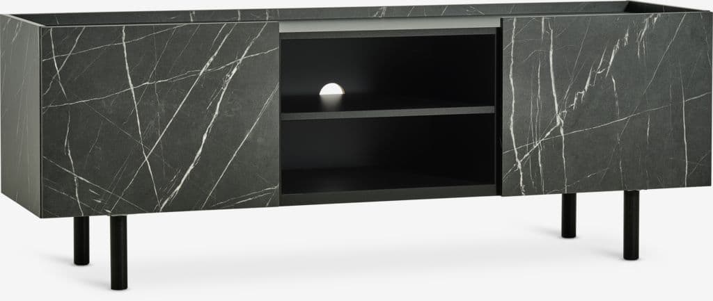 Móvel TV KRONDAL 2 portas cor mármore/preto
