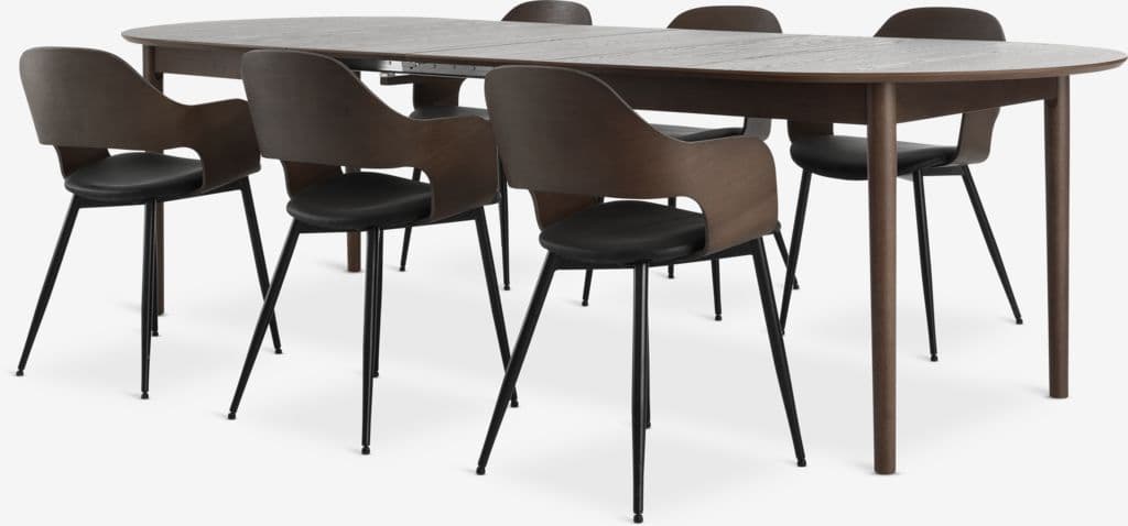 MARSTRAND C200/280 mesa carvalho escuro + 4 HVIDOVRE carv es