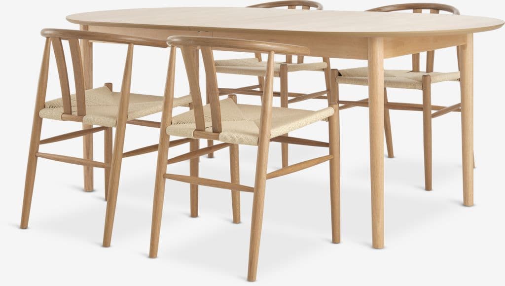 MARSTRAND C200/280 mesa carvalho + 4 GUDERUP carv/natural
