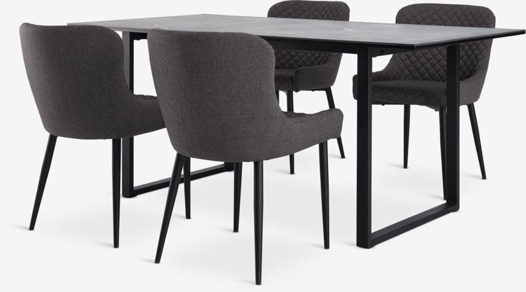 MOSELUND C180 mesa cerâmica + 4 PEBRINGE cinz/preto