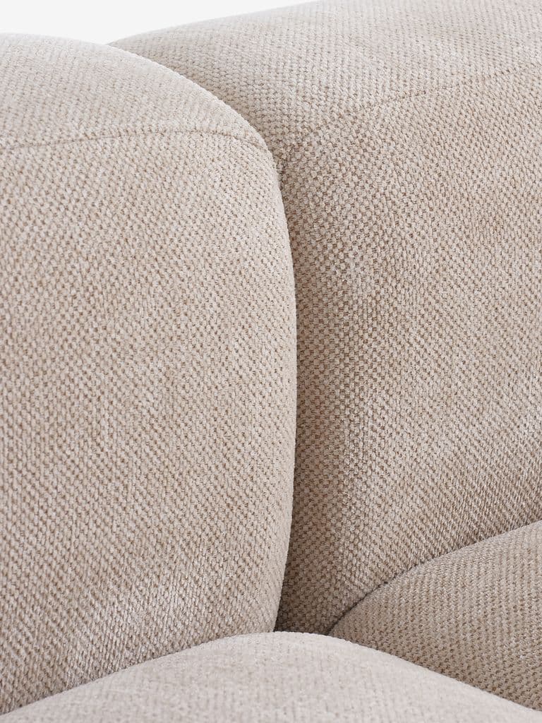 Sofá modular SKEJBY 3 lugares com pufe tecido areia