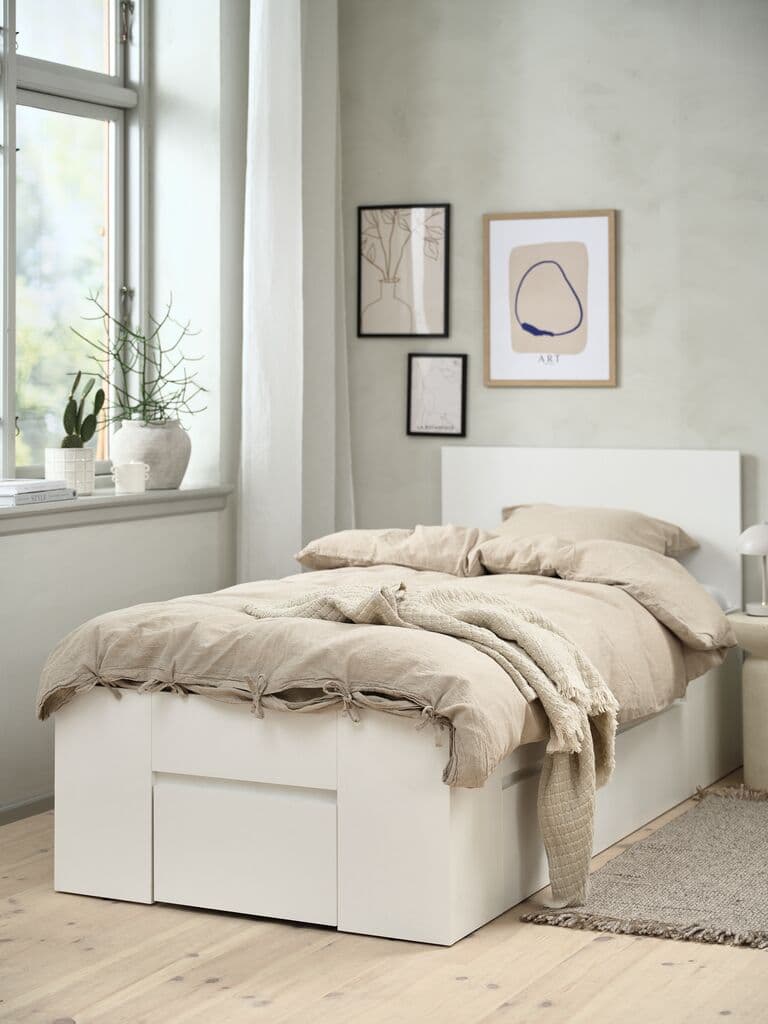 Estrutura de cama LIMFJORDEN 90x190 2 gavetas branco