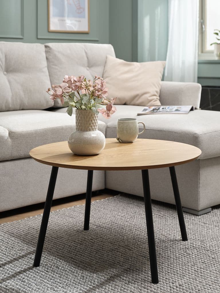 Mesa de centro NYBO Ø70 cor carvalho/preto