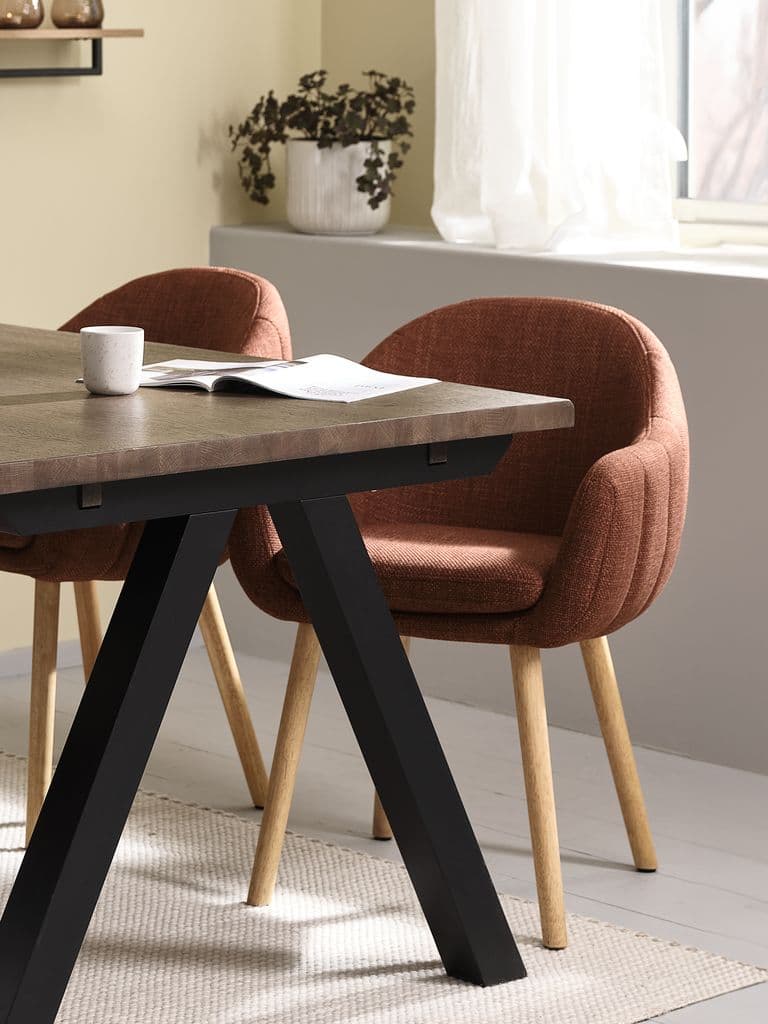 Cadeira de jantar INGERSLEV terracota/cor carvalho