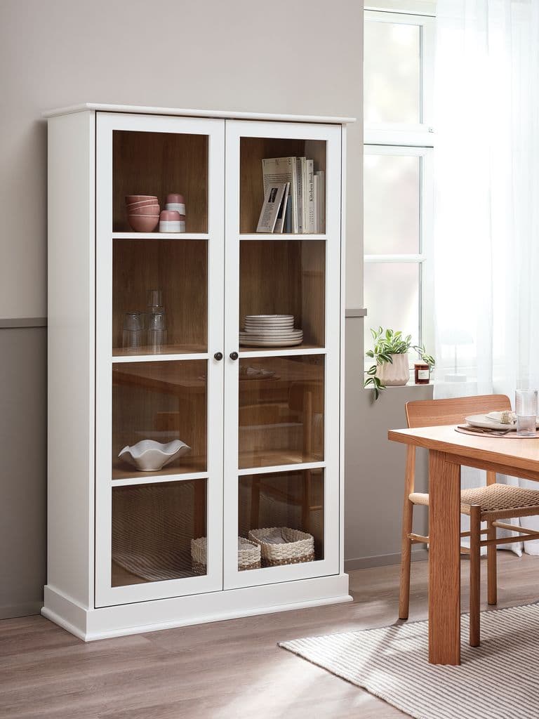 Vitrine KIRKEBY 2 portas branco/cor carvalho quente