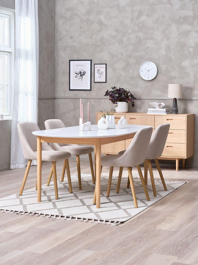 MARSTRAND Ø110 mesa branco + 4 ADSLEV cadeiras branco