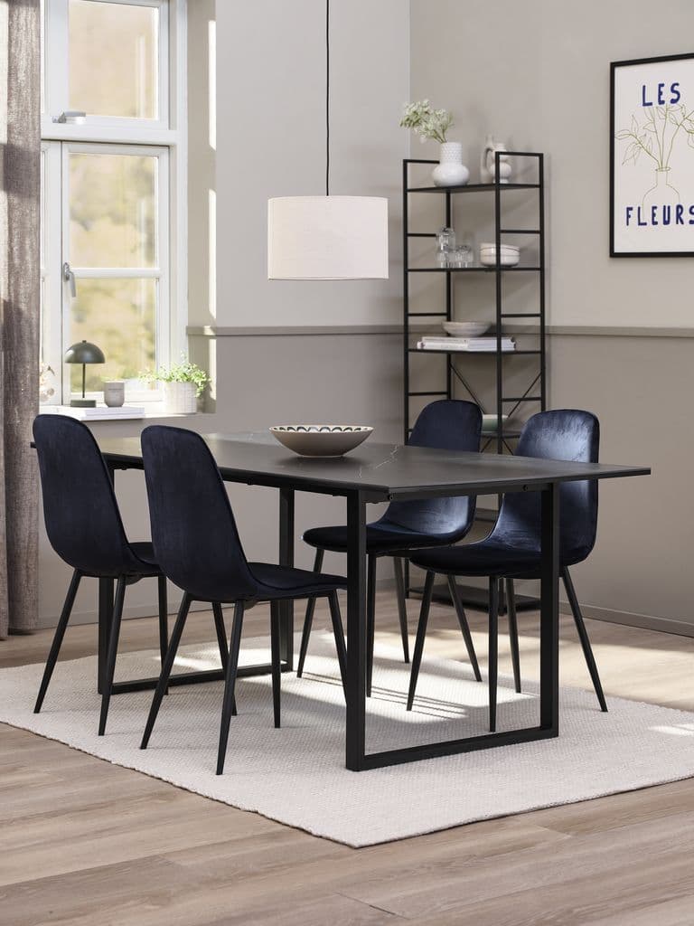 Mesa de jantar MOSELUND 90x180 cerâmica preto