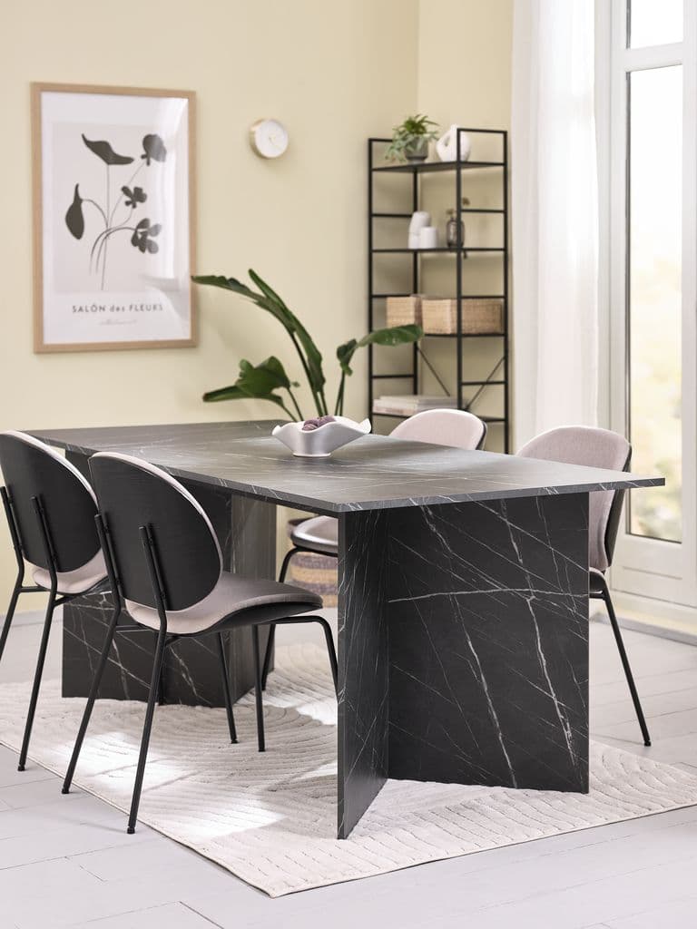 KRONDAL C180 mesa mármore + 4 TESTRUP areia claro/preto