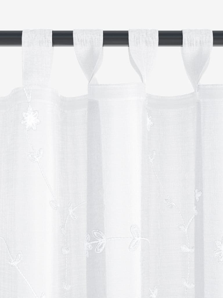 Cortinado DOLMA 1x140x245 bordado branco cru