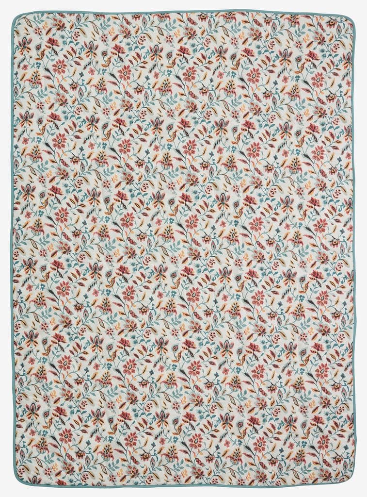 Manta acolchoada KAMILLE 140x200 branco/petróleo