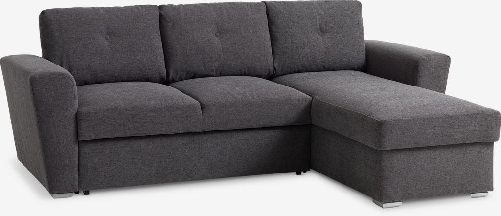 Sofá-cama chaise-longue VEJLBY tecido cinzento escuro