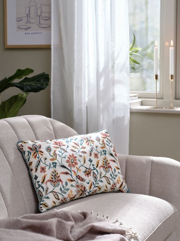 Almofada decorativa KAMILLE 35x50 branco/petróleo