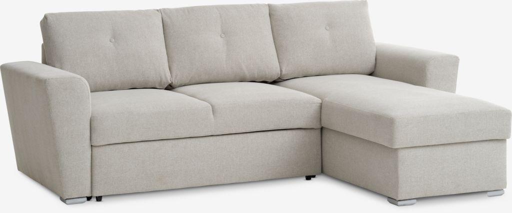 sofá-cama chaise-longue VEJLBY tecido areia claro