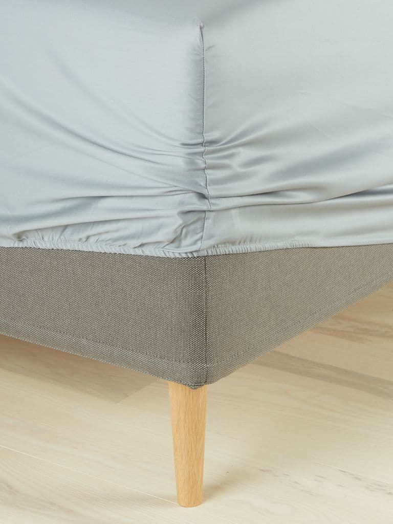 Lençol ajustável acetinado TINE 90x200x35 cinzento claro